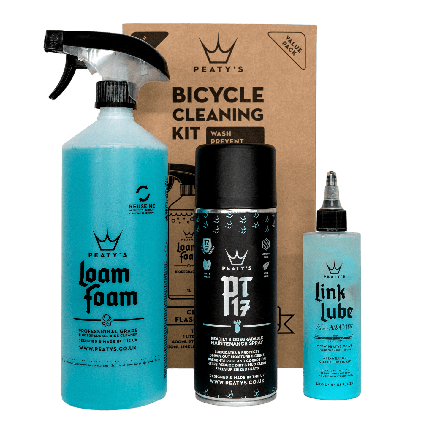 Peaty's Gift Pack - Wash Protect Lubricate